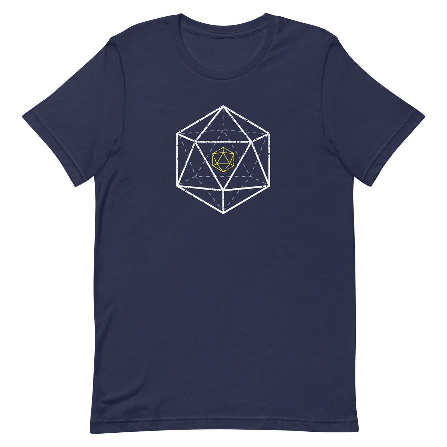 navy 3d d20 dnd dice tshirt