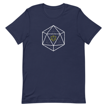 navy 3d d20 dnd dice tshirt