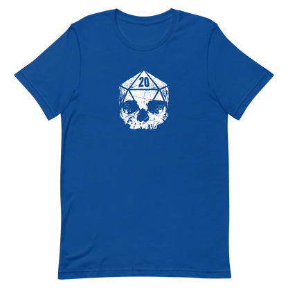 blue dice skull d20 tshirt