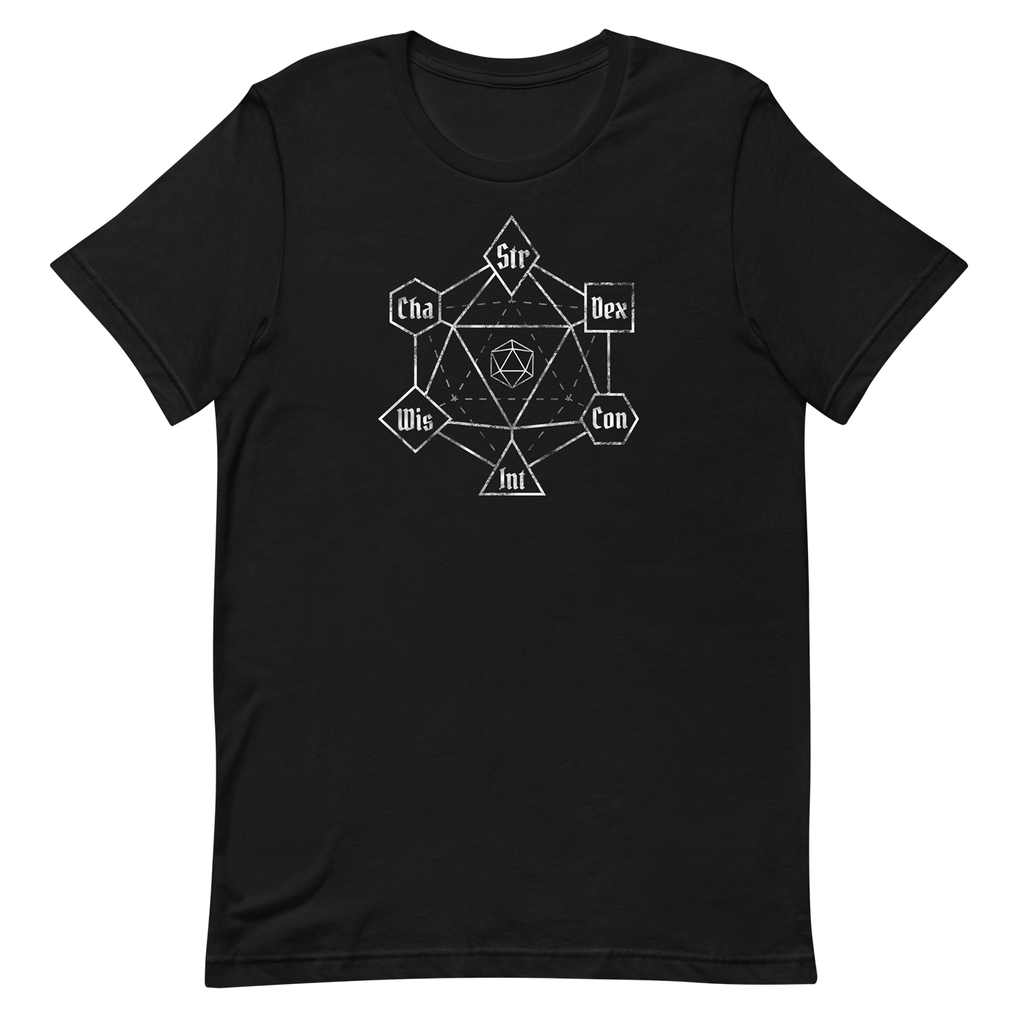 black dnd ability magic dice sigil tshirt