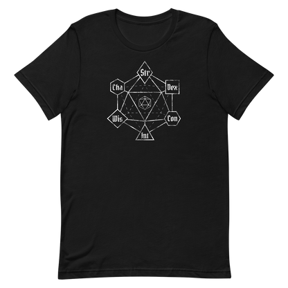 black dnd ability magic dice sigil tshirt