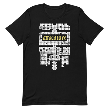 black dnd dungeon adventure map tshirt