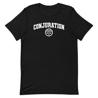 black dnd magic school conjuration tshirt