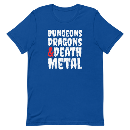 Blue dungeons dragons and death metal tshirt