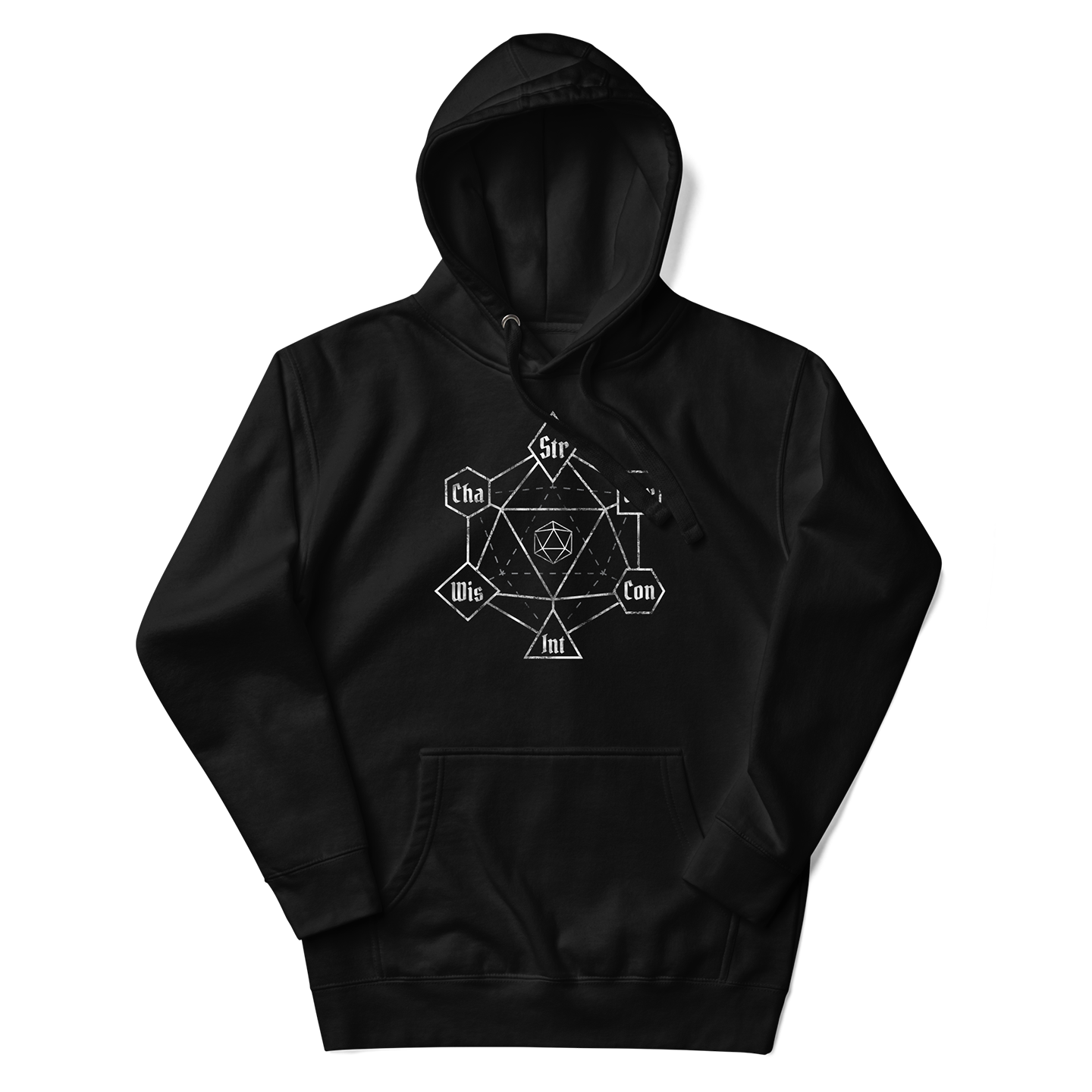 Magic DnD Ability Dice Sigil Hoodie Black