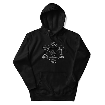 Magic DnD Ability Dice Sigil Hoodie Black