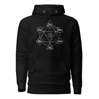 Magic DnD Ability Dice Sigil Hoodie Mockup