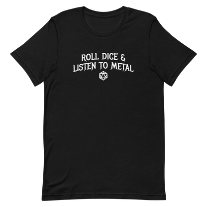 black Roll dice and listen to metal tshirt