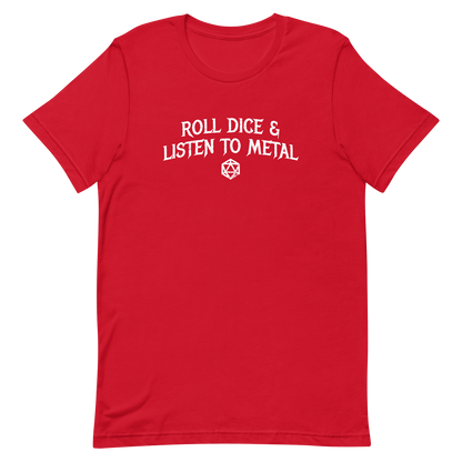 red Roll dice and listen to metal tshirt